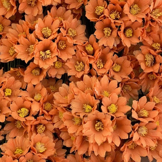 12 Orange Fabric Marigold Flowers for Spring Crafts ~ 1/2" across